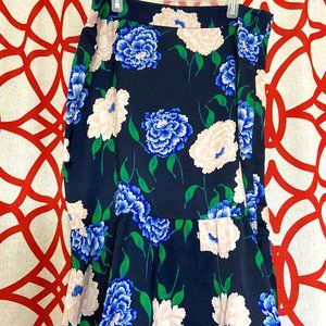 Ann Taylor Satin Floral Ruffle Pencil Skirt